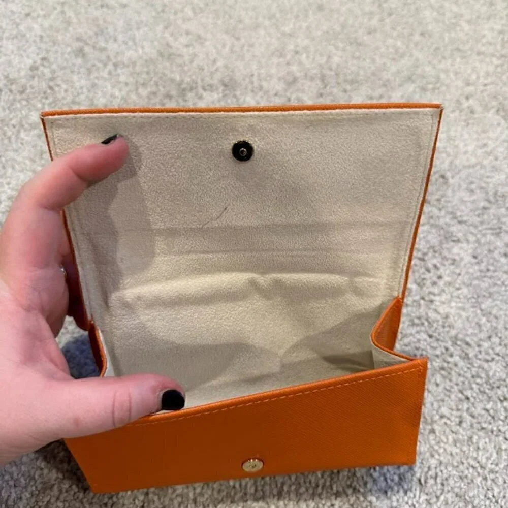 Tory Burch‎ Orange Logo Leather Sunglass Eyeglass Hard Case